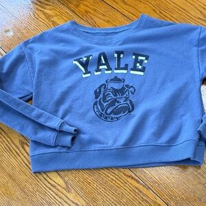 Yale mascot girls cropped sweatshirt.  Blue. Size 14-16. Good condition